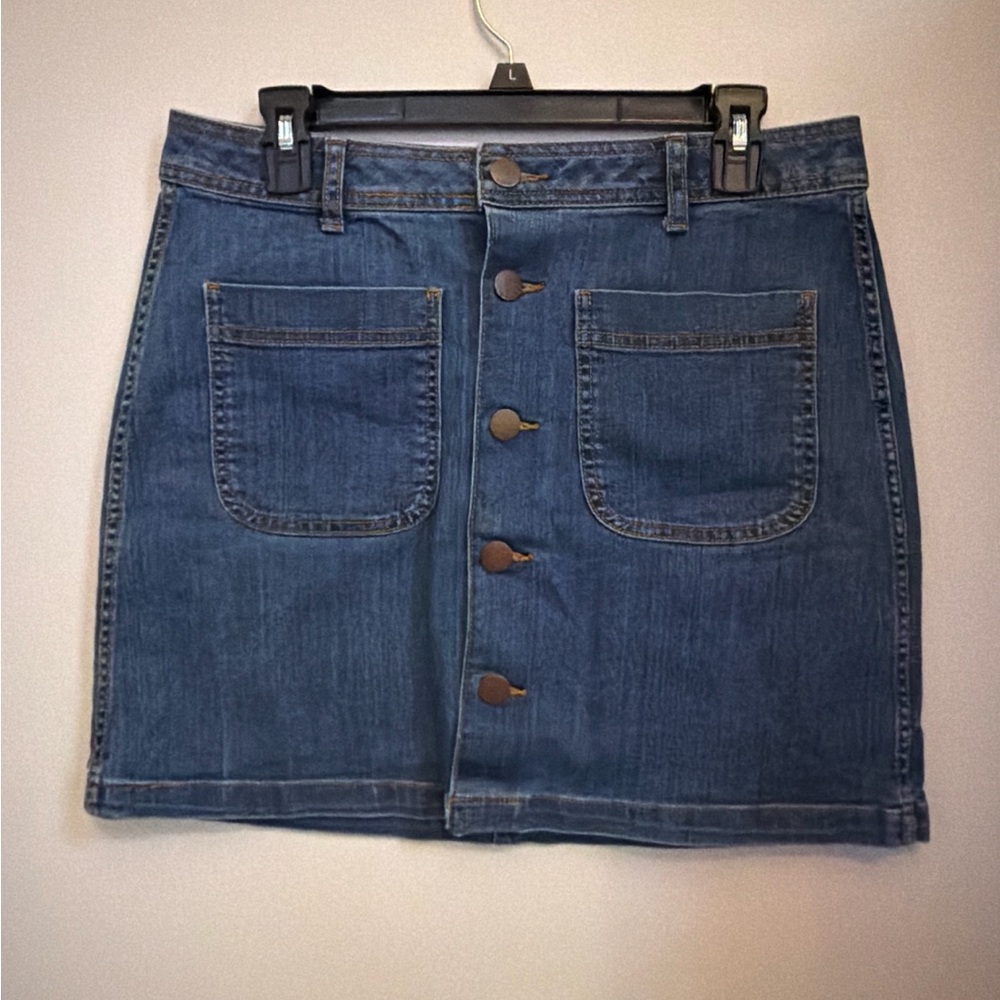 a.n.a Dark Blue Button-Front Denim Mini Skirt